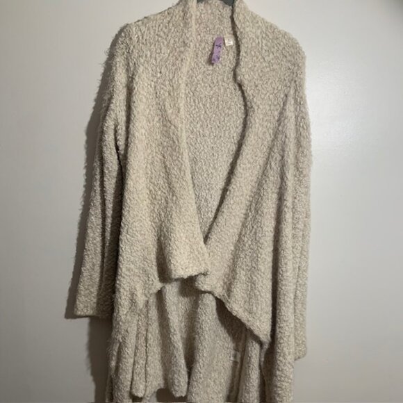 Off White Sherpa Open Front Oversized Cozy Comfy Women's Duster - Size S - Picture 1 of 8